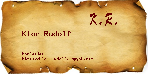 Klor Rudolf névjegykártya